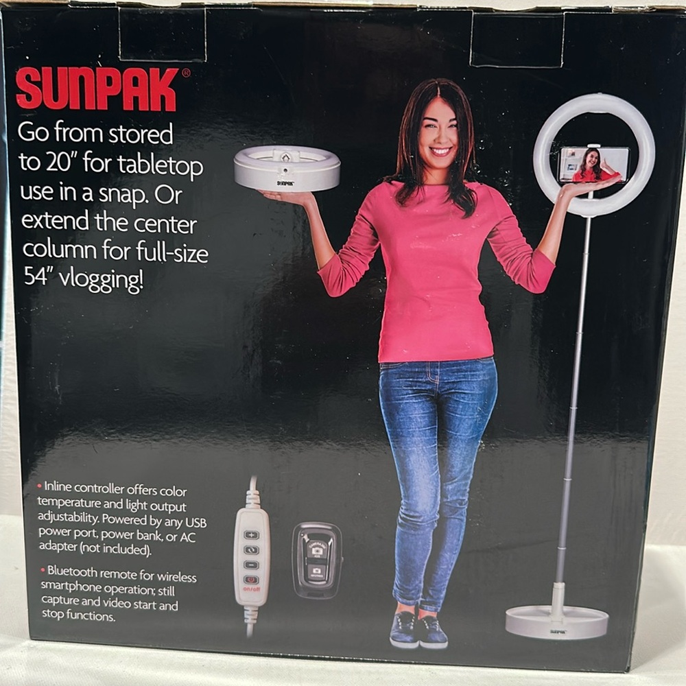 Sunpak Compact Folding Vlogging Kit with Bluetooth Remote.